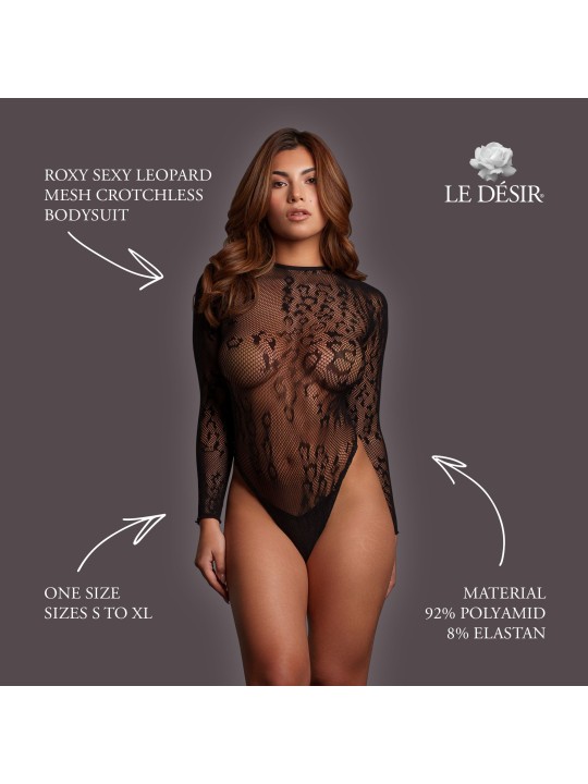 Le Désir - Roxy Sexy Luipaard Mesh Body Met Open Kruisje