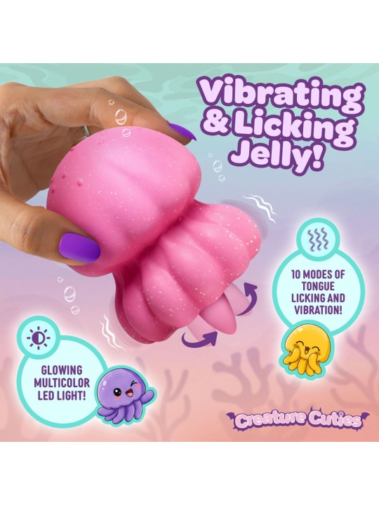 Creature Cocks - Glow Jelly Likkend & Vibrerende Clitoris Stimulator - Roze
