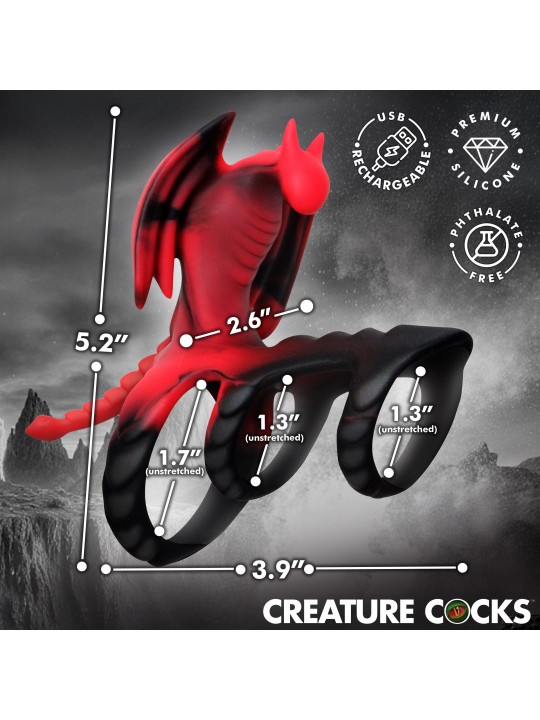 Creature Cocks - Dragon Flight Vibrerende Penisring - 9,9 cm