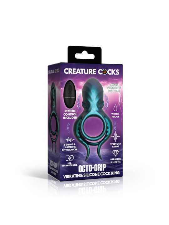 Creature Cocks - Octo Grip Vibrerende Penisring - Blauw