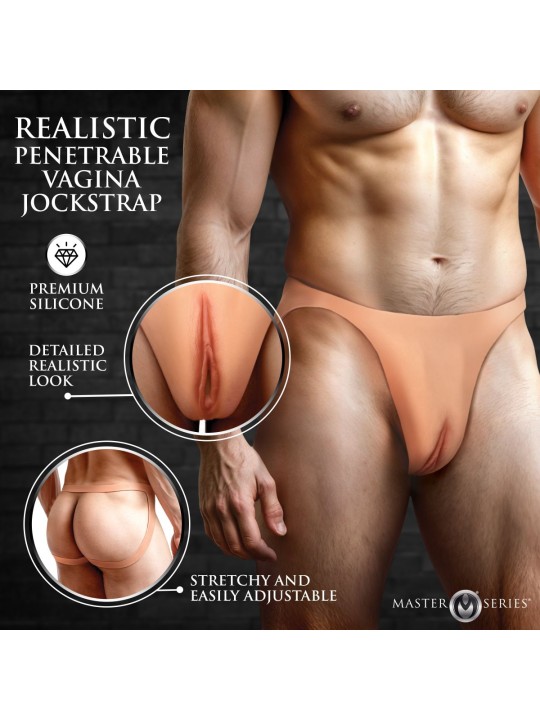 Master Series - Pussy Strap Vagina Jockstrap - Beige
