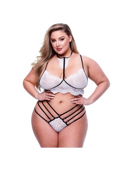 Baci - 2pc Strappy Lace Bra & Panty Set Queen