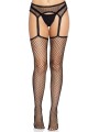 Netkousen met Jarretel - Zwart