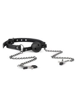 Easytoys Fetish - Open Ball Gag With Nipple Clamps