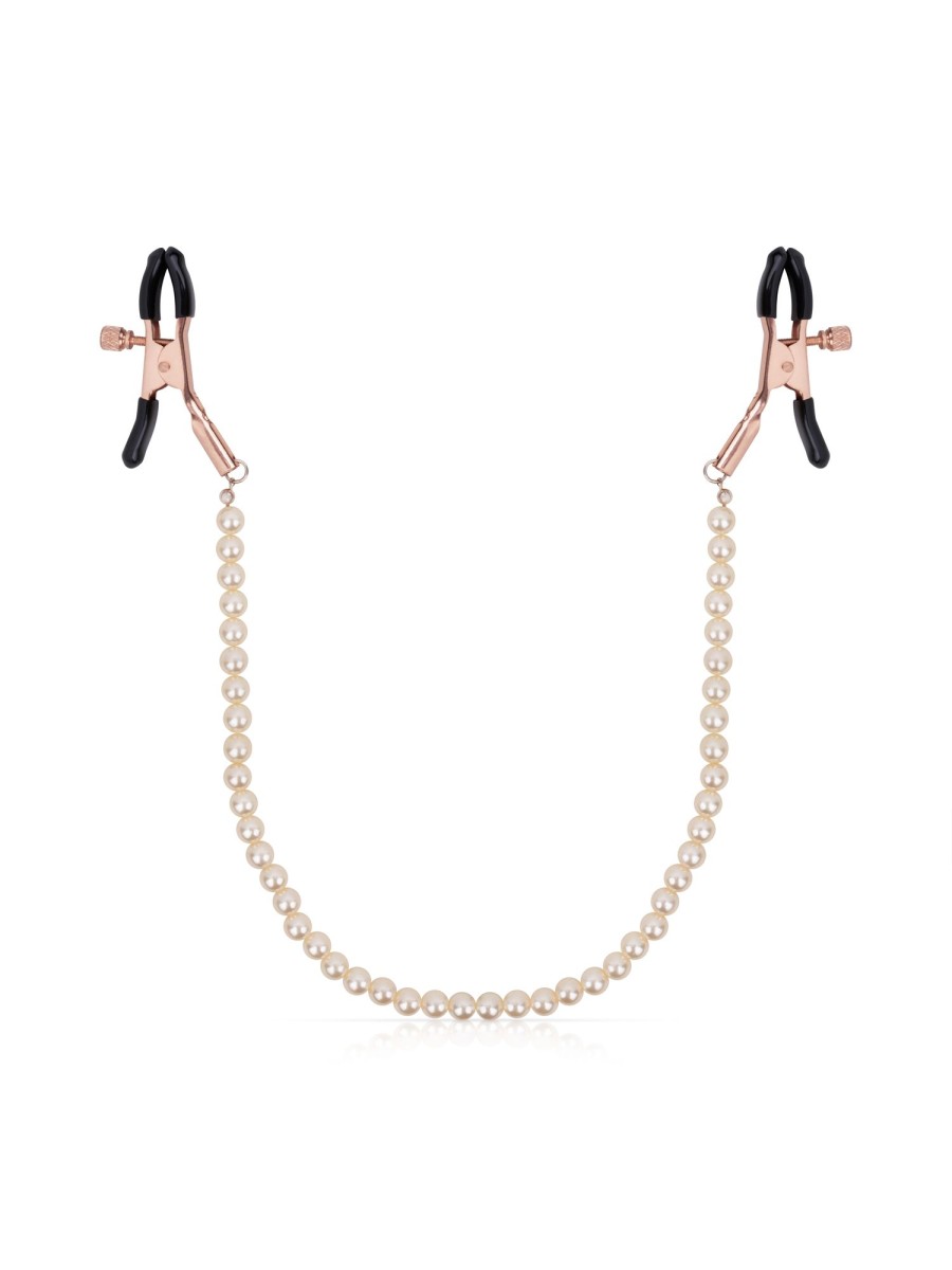 Rosy Gold - Tepelklemmen met parelketting - Verstelbaar Design