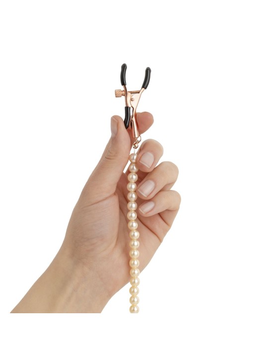 Rosy Gold - Tepelklemmen met parelketting - Verstelbaar Design