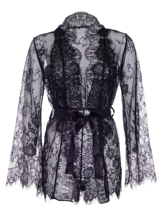 Set Lace Body & Kimono Cosmeta - Black
