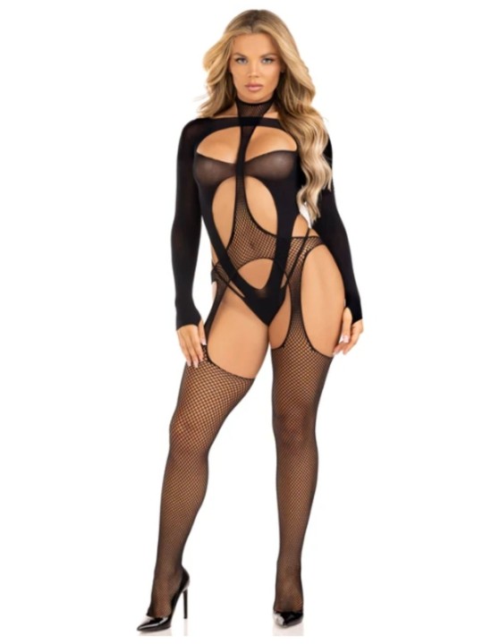 Leg Avenue - Tweedelige Body Set Met Halternek - Zwart