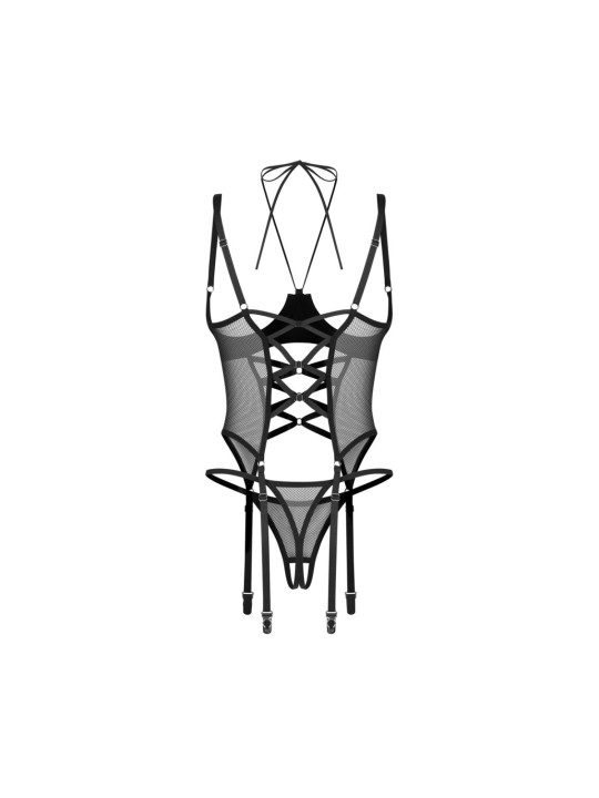Obsessive – Dominna Corset & Crotchless Thong – Black
