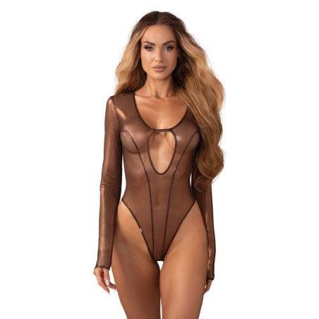 Obsessive – Soranna Long-Sleeved Crotchless Teddy – Brown