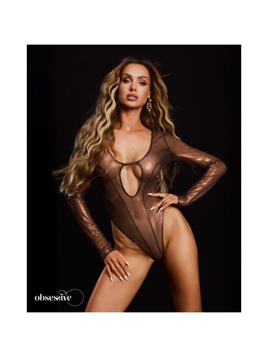 Obsessive – Soranna Long-Sleeved Crotchless Teddy – Brown