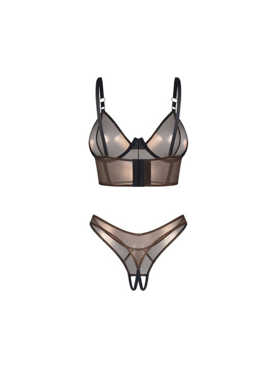 Obsessive – Soranna Top & Crotchless Thong – Brown