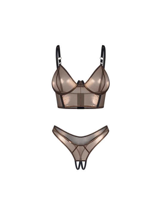 Obsessive – Soranna Top & Crotchless Thong – Brown