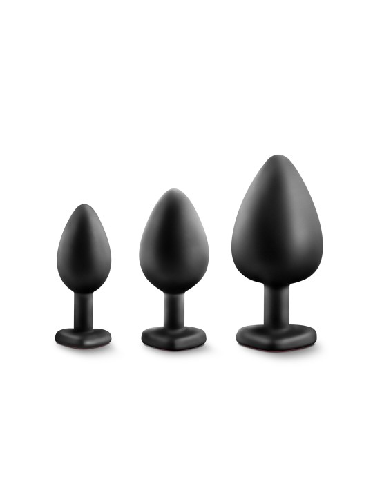 Blush - Luxe Bling Plugs Training Kit Black With Red Gems