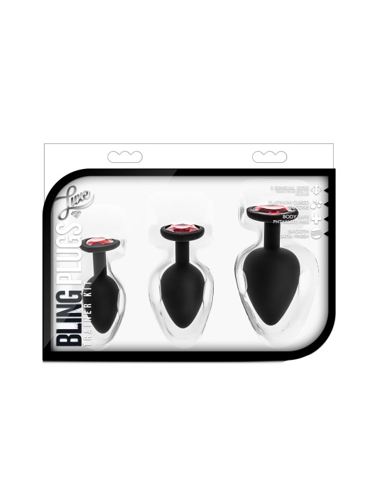 Blush - Luxe Bling Plugs Training Kit Black With Red Gems