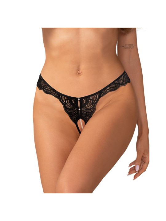 Obsessive - Trinise Crotchless Thong - Black