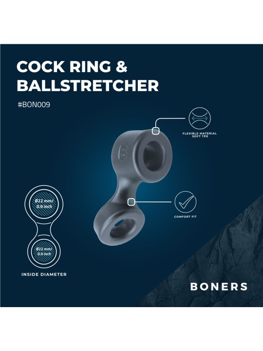 Boners Cock Ring And Ball Stretcher - Grey