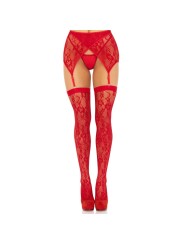 Leg Avenue - Lace Thigh Highs Garter Belt - Red