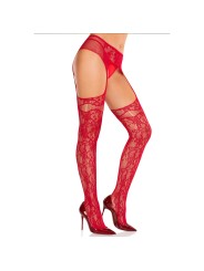 Leg Avenue - Net Stockings Garter Belt - Red