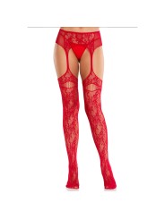 Leg Avenue - Net Stockings Garter Belt - Red