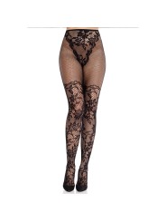 Leg Avenue - Dahlia Lace Tights Net Detail - Zwart