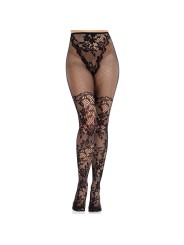 Leg Avenue - Dahlia Lace Tights Net Detail - Zwart