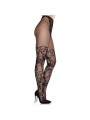 Leg Avenue - Dahlia Lace Tights Net Detail - Zwart