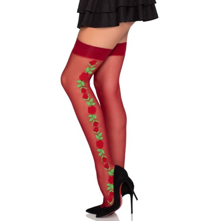 Leg Avenue - Thigh Highs with Roses - Red