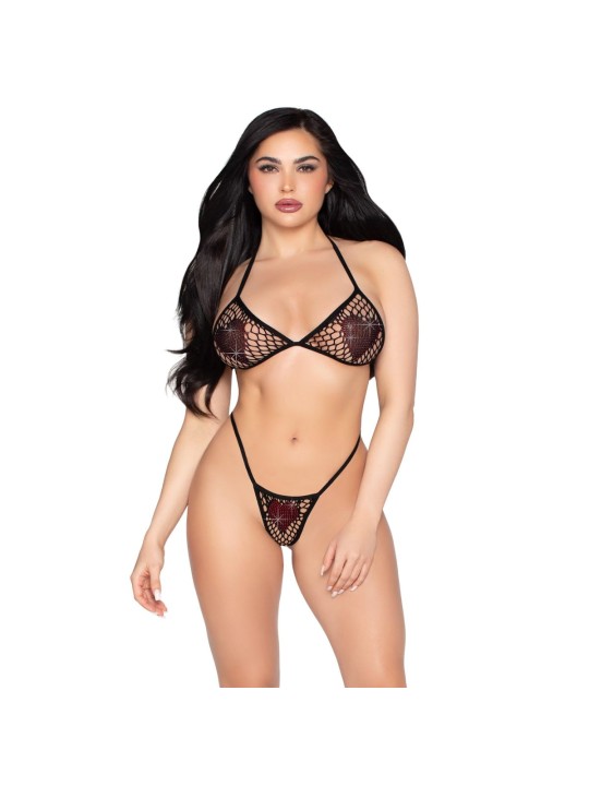 Leg Avenue - Hart BH Top en String Set - Zwart