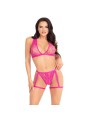 Leg Avenue - Lace Set met Jarretelles - Roze