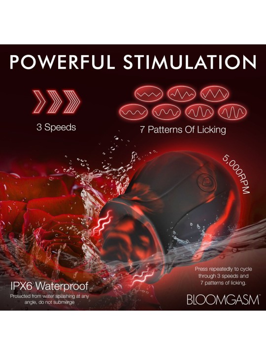 BLOOMGASM - Black Kiss Rimmende Roos Vibrator - Rood/Zwart