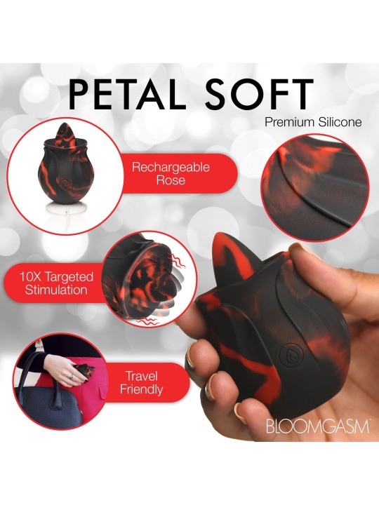 BLOOMGASM - Black Kiss Rimmende Roos Vibrator - Rood/Zwart