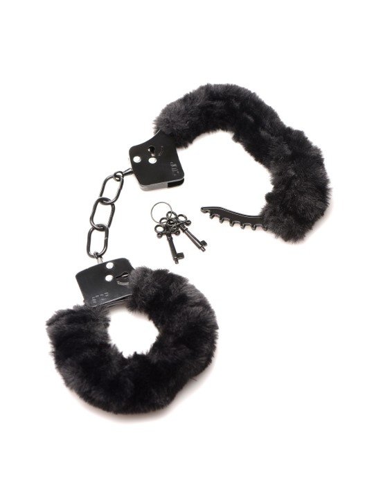 XR Brands - Cuffed In Fur Handboeien - Zwart