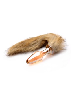 TAILZ - Fox Tail Glass Anal Plug - Orange with Faux Fur Tail