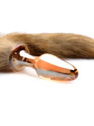 TAILZ - Fox Tail Glass Anal Plug - Orange with Faux Fur Tail