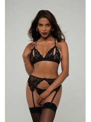 Christine - Axelle 3pc Set - Open Crotch & Cups Black