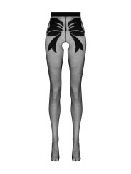 Open crotch tights with bow design