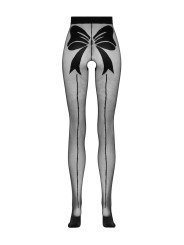 Open crotch tights with bow design