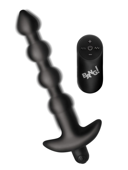 BANG! - 28X Vibrerende Silicone Anaalkralen met Afstandsbediening - Zwart