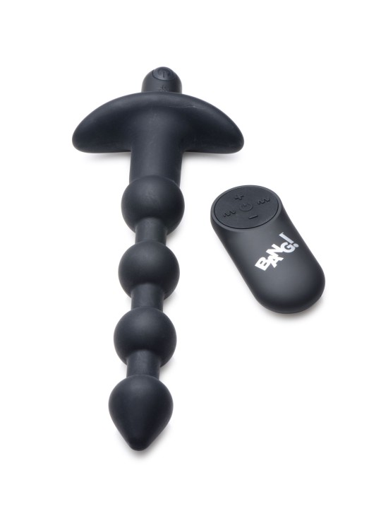 BANG! - 28X Vibrerende Silicone Anaalkralen met Afstandsbediening - Zwart