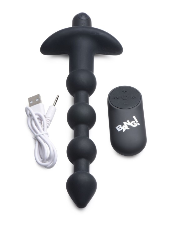 BANG! - 28X Vibrerende Silicone Anaalkralen met Afstandsbediening - Zwart