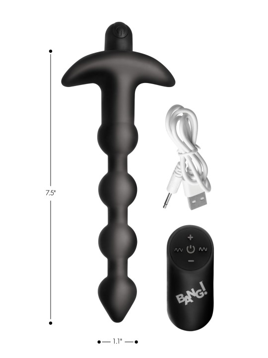 BANG! - 28X Vibrerende Silicone Anaalkralen met Afstandsbediening - Zwart