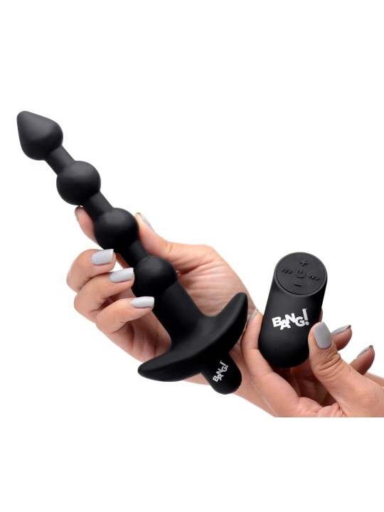 BANG! - 28X Vibrerende Silicone Anaalkralen met Afstandsbediening - Zwart