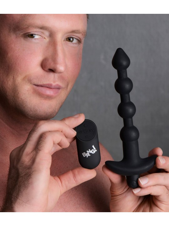 BANG! - 28X Vibrerende Silicone Anaalkralen met Afstandsbediening - Zwart