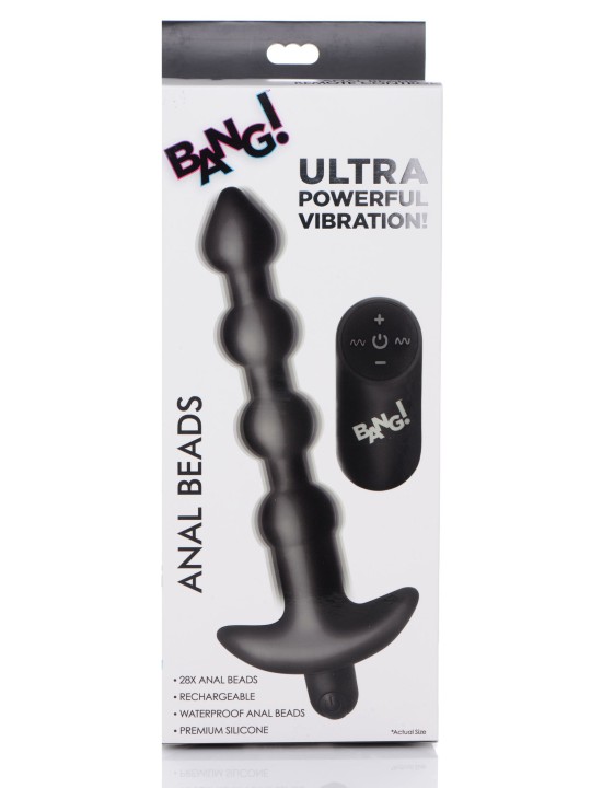 BANG! - 28X Vibrerende Silicone Anaalkralen met Afstandsbediening - Zwart
