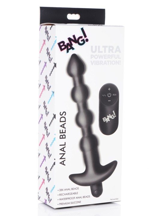 BANG! - 28X Vibrerende Silicone Anaalkralen met Afstandsbediening - Zwart