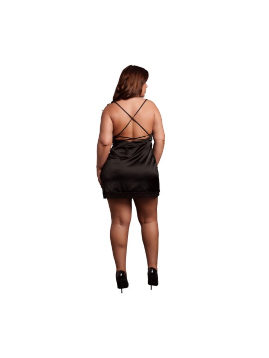 Le Desir – Criss Cross Silk Slit Dress Open Back Queen size - Black
