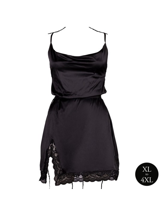 Le Desir – Criss Cross Silk Slit Dress Open Back Queen size - Black