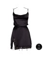 Le Desir – Criss Cross Silk Slit Dress Open Back Queen size - Black
