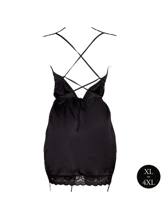Le Desir – Criss Cross Silk Slit Dress Open Back Queen size - Black